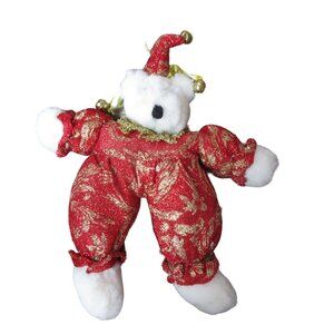 Christmas Jester 8" Plush  Bear - Vintage